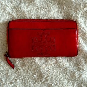 Tory Burch red leather wallet